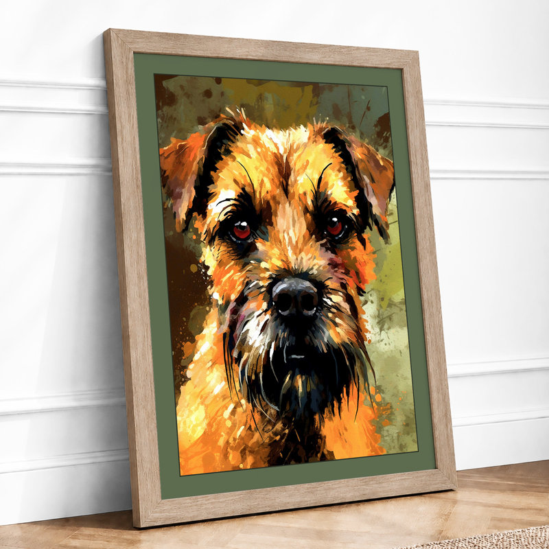 Terrier's Gaze Modern 1 Piece Single Picture Frame Wall Art, A1 - 84.1 x 59.4 cm, Oak