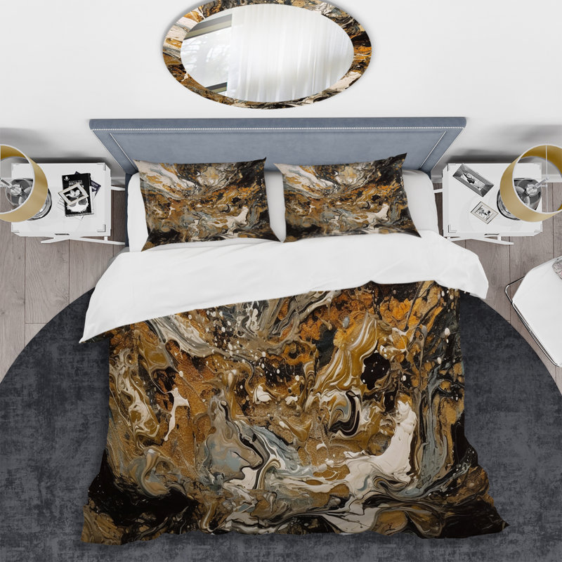 Ensemble de housse de couette en microfibre / polyester Marble I, Housse de couette pour très grand lit et 2 très