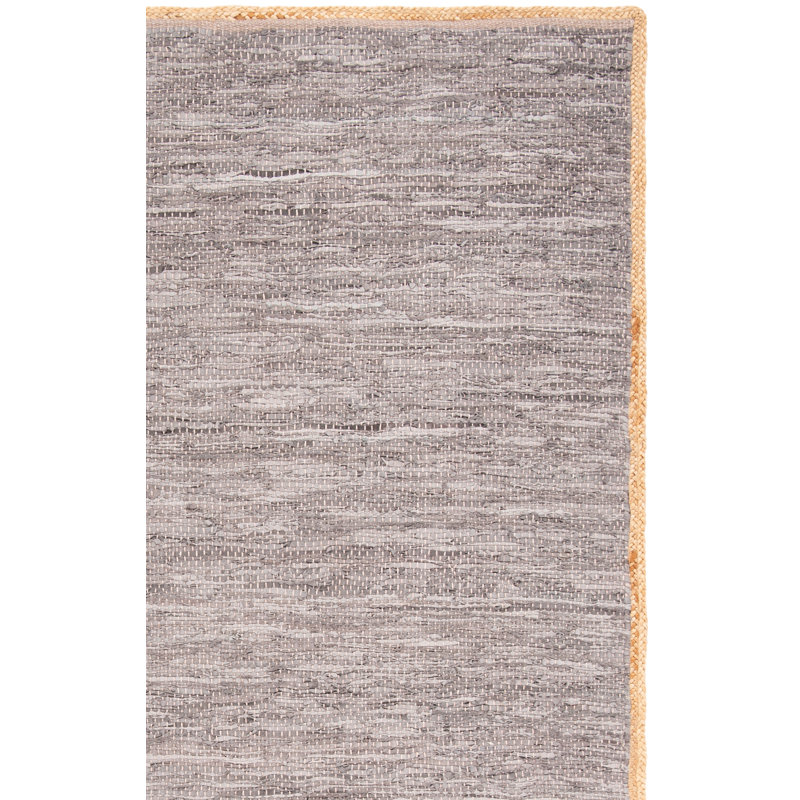 Zeitler Hand Woven Cotton Solid Color Rug in Light Grey/Natural, Rectangle 8' x 10'
