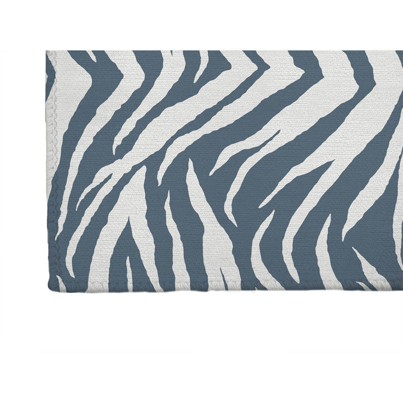 Tapis de bureau Zebra Patch, L 7 pi x L 5 pi, Bleu