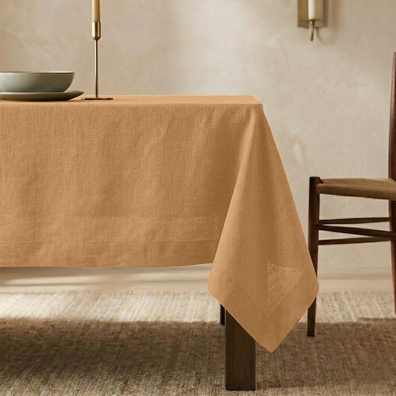 Diana - 100% Pure Linen Tablecloth, 120" L x 60" W, Tobacco Brown, Solid Color