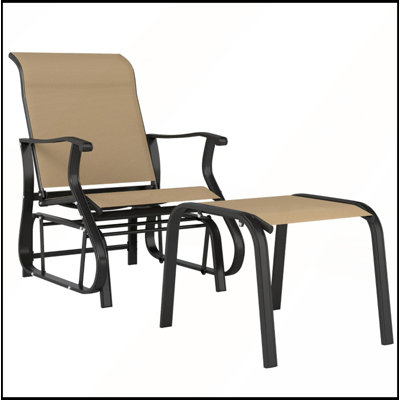 Comfortable High Back Glider Chair Set with Ottoman for Outdoor Relaxation