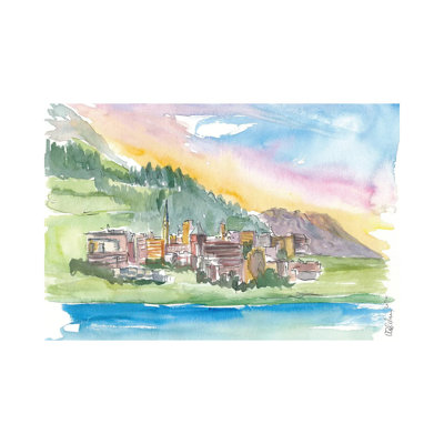 MMB356-St Moritz, Engadine, Suisse, style alpin avec lac et montagnes