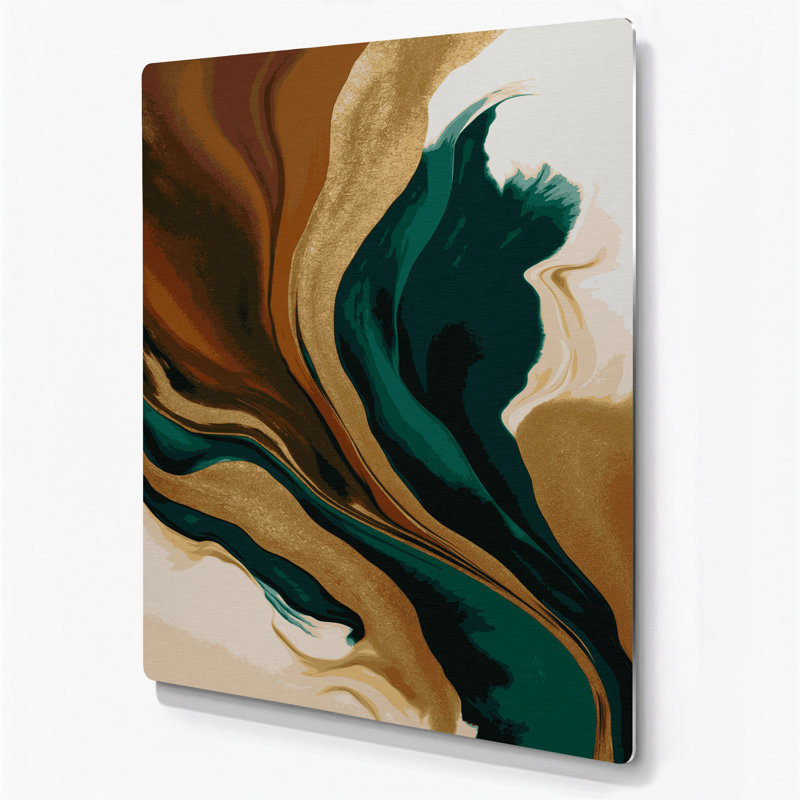 Art mural abstrait en métal vert 69, H 24 po x l 36 po