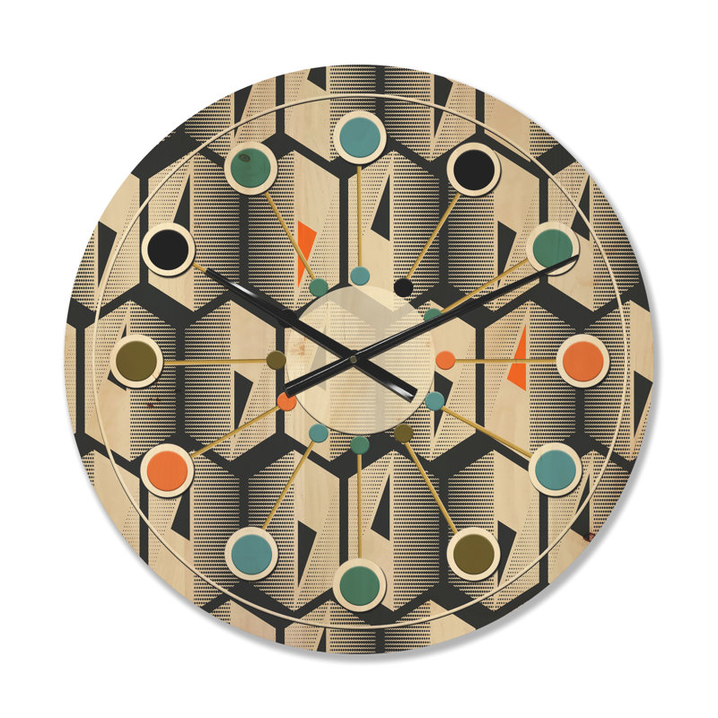 Horloge murale abstraite à triangles géométriques, Moyen