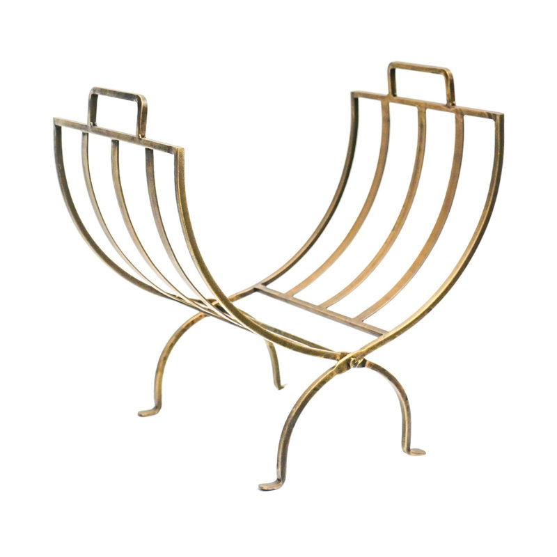 Linear Log Basket Brass H48.5Cm