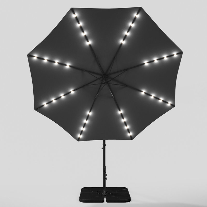Arlo 3m Cantilever Parasol with LED Light, Dark Grey