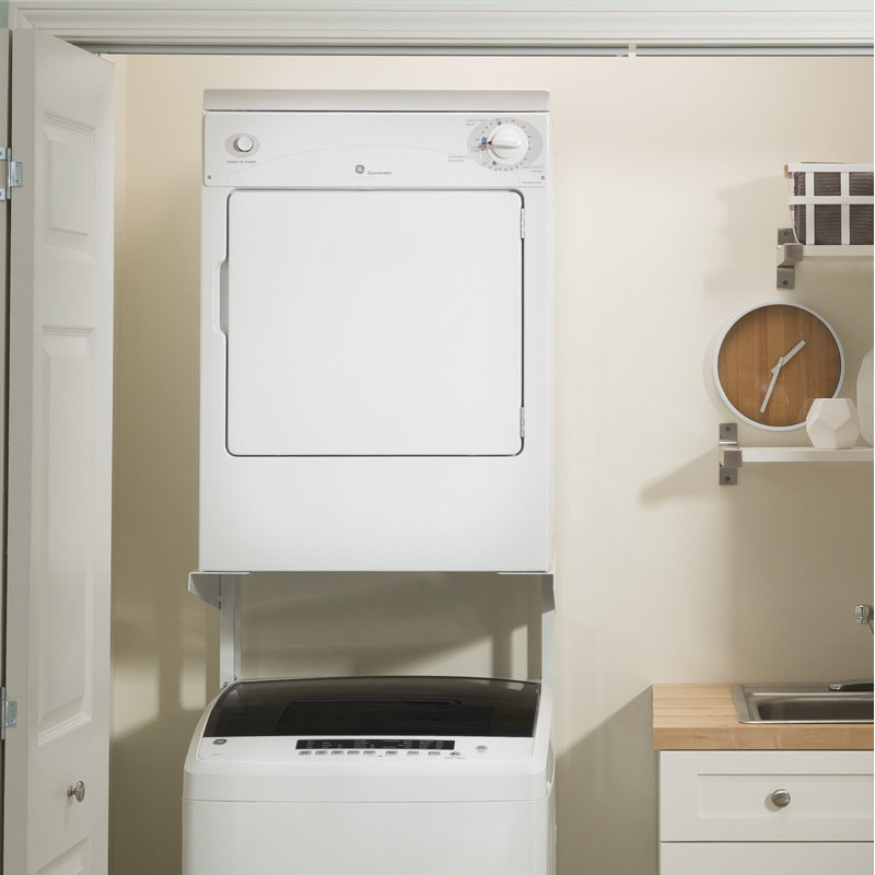 White Portable Front Loading Electric Dryer with Drying Rack