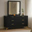 Commode large Dle avec miroir, pieds dorés, finition noire moderne-117056031