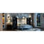 Grand lit mural blanc avec placard, deux tiroirs et un bureau de travail rabattable, peu encombrant pour le bureau à domicile, conception pliable, armoires de rangement intégrées, système hydraulique sans effort-518120149