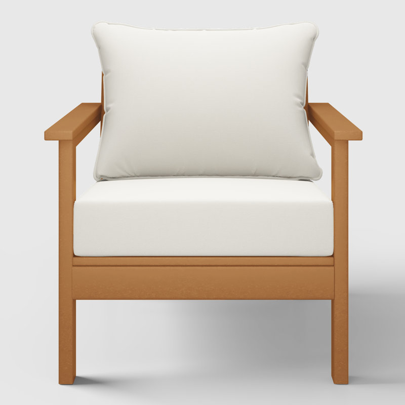 Deep Seating Chair With Cushions (Set Of 2), Teak, White