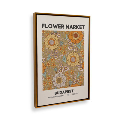 Impression rétro sur toile, marché aux fleurs de Budapest 