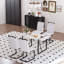 Ensemble de table de salle à manger en bois aggloméré rectangulaire blanc de 55 po et 4 chaises de salle à manger en polyuréthane-1823842727