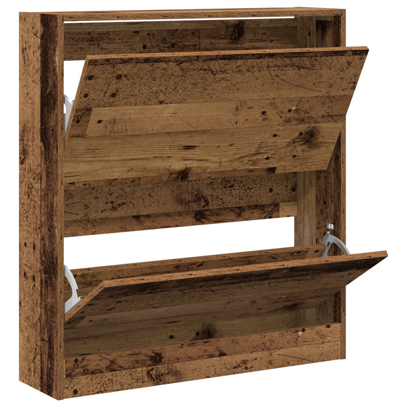 4 Pair Shoe Storage Cabinet, Old Wood