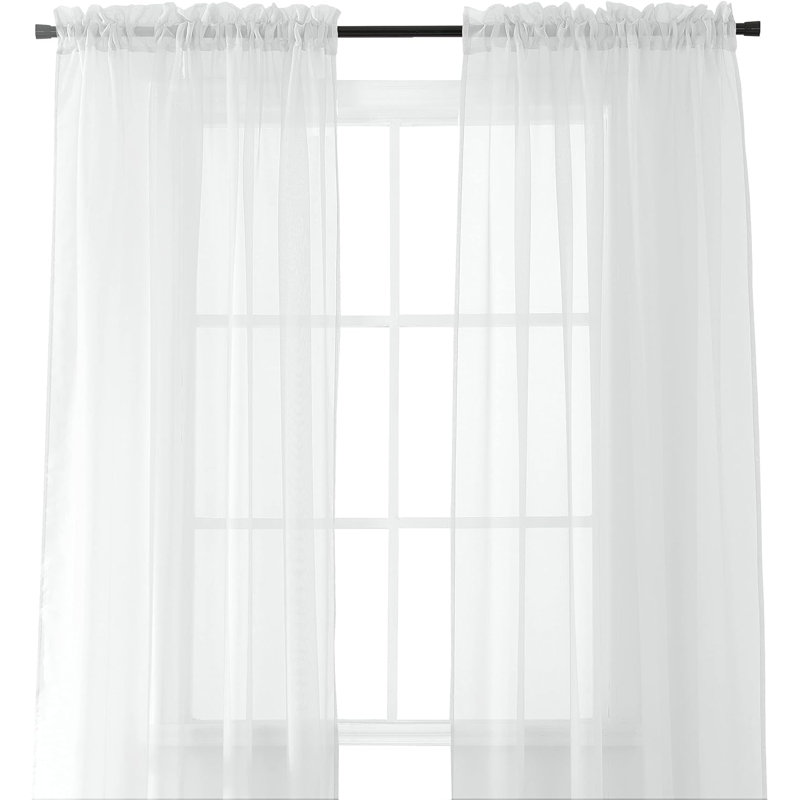 Yaelle Semi Sheer Curtain Pair, 60" W x 84" L, White