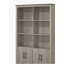 Nena Bookcase With 6 Shelves And 4 Cabinet Doors, Grey Wood 71 Inch