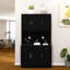 Armoire de rangement pour garde-manger de 71 po avec comptoir pour four à micro-ondes, huche autoportante avec tablettes réglables, 6 portes et 1 tiroir - noir 71 po