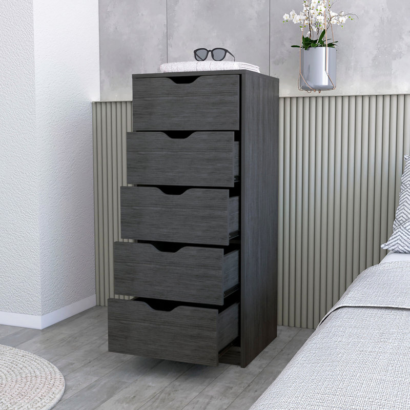 Commode à 5 tiroirs, Gris foncé