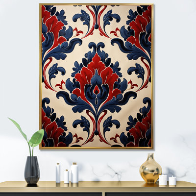 Floral Red And Blue Turkish Tiles 2 - Abstract Floral Wall Art