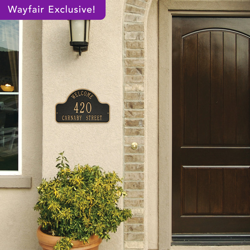 3-Line Wall Address Plaque, Black/Gold, Yes