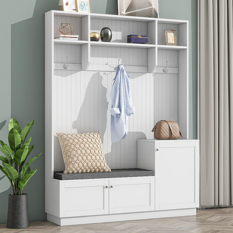 Arbre d'entrée ON-TREND au design élégant avec des solutions de confort et de rangement, Blanc
