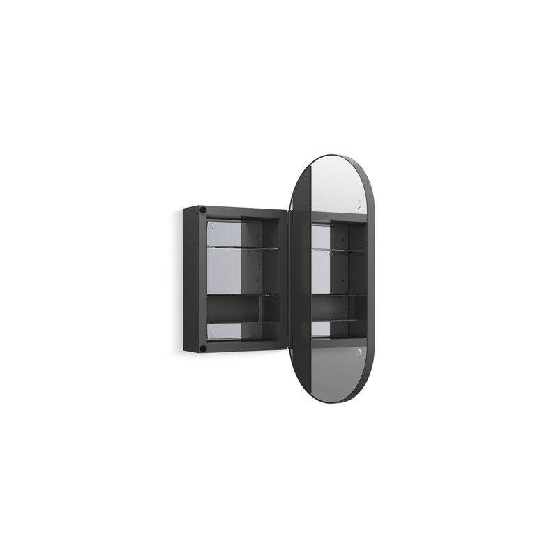 Verdera Capsule Framed Medicine Cabinet, 30" H x 15" W x 5.55" D, Matte Black