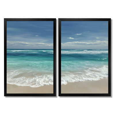 «Blue and White Oceanic Oasis In Mexico - Beach Wall Art, Blue Coastal, reproduction sur toile 2 pièces