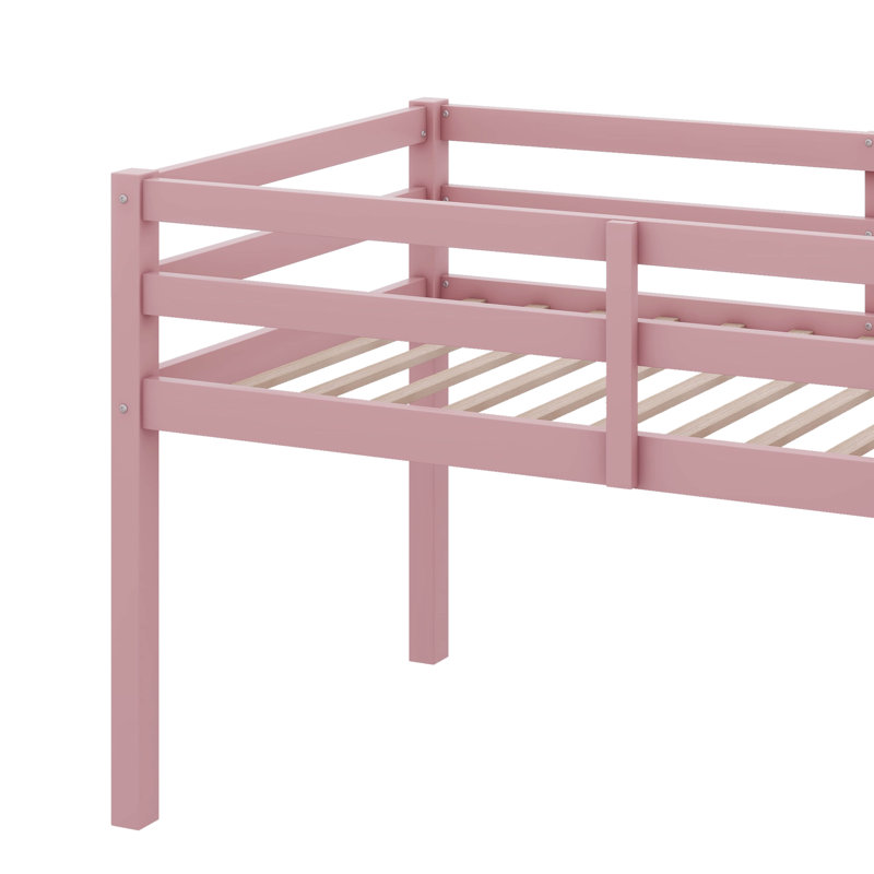 Twin Elevated Loft Bed Comes With Ladder, Pink