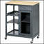 Îlot de cuisine polyvalent avec rangement, porte-bouteilles et porte-verres à pied pour cuisine moderne