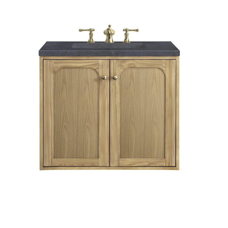 Laurent 30'' W Single Vanity, Charcoal Soapstone, Light Natural Oak, 8" Widespread