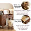 Walnut Solid Wood and Glass Vanity with Mirror and Seat