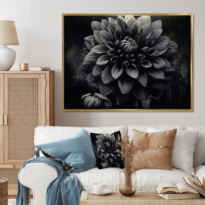 «Black White Garden Dahlia», palette sur toile