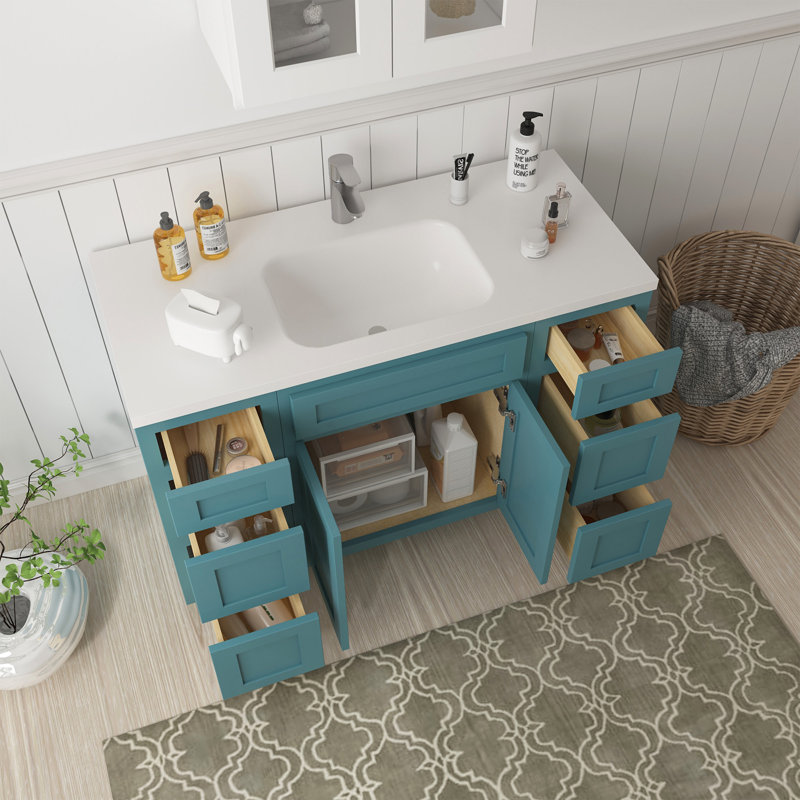 Meuble-lavabo simple 48 po, Bleu sarcelle