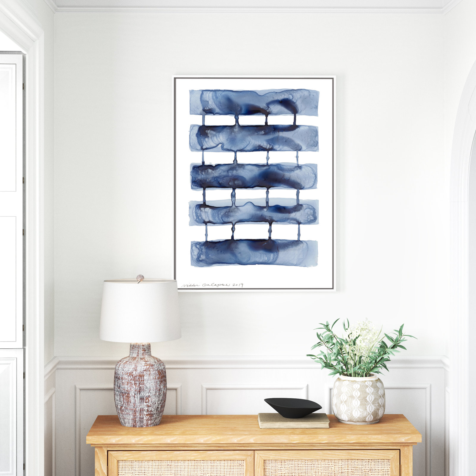 Stitched Together I by Nikki Galapon - Solid Wood Rectangle Print Single Piece Item on Canvas, White Framed Canvas