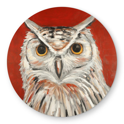 Colorful Eagle Owl - Contemporary Round Outdoor Area Rug