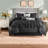 Elegant Tufted Black Bedding Sets, Polyester Queen Comfort For Home