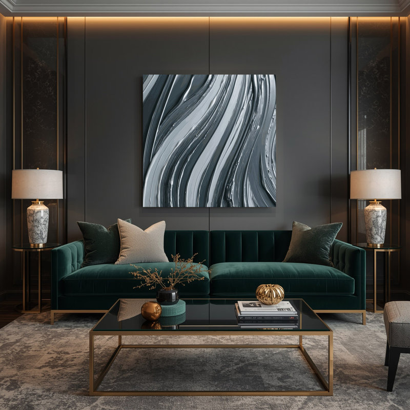Art mural sur toile gris diagonal, H 12 po x l 12 po