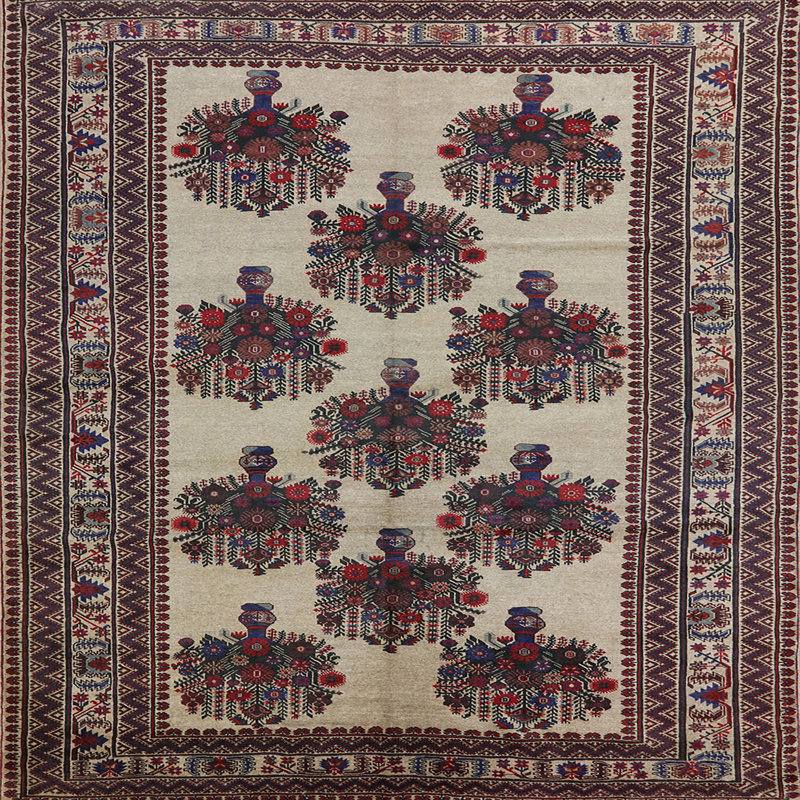 Tapis oriental brun / ivoire, Carré 4 pi