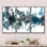 Explosion de peinture à l'huile en gouttes de noir et de bleu - ensemble de 3 reproductions sur toile flottantes