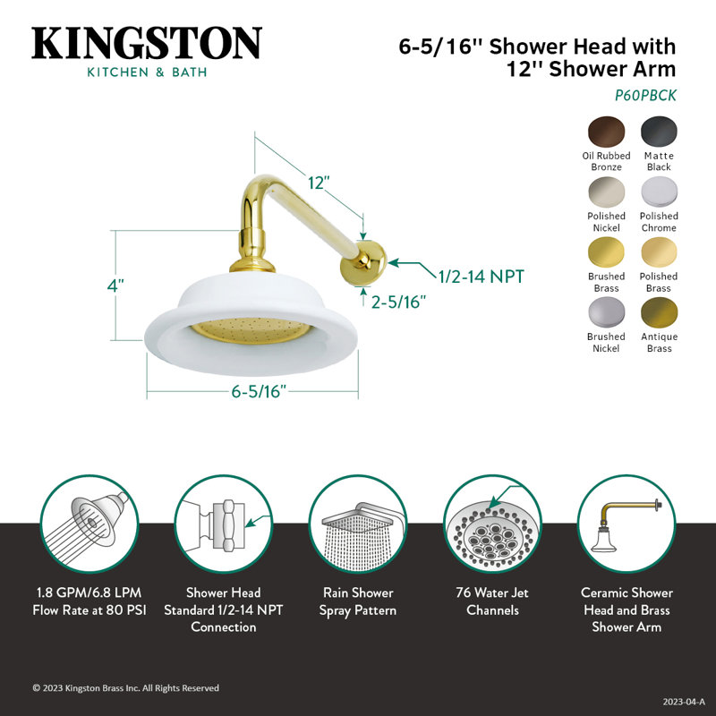Pomme de douche Kingston, Chrome poli