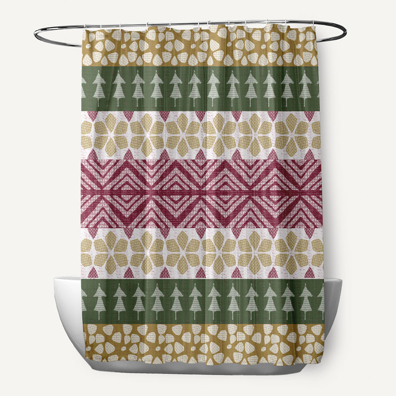 Rideau de douche simple Asuna Fair Isle, Vert