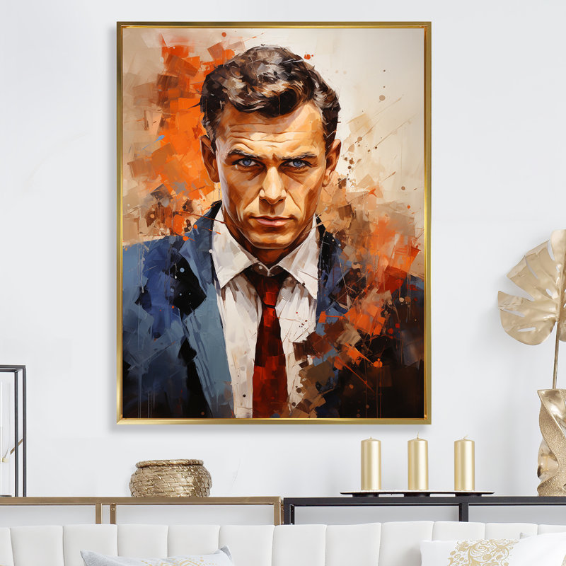 Popart Sinatra In Sapphire I - Portrait, reproduction d'art mural_105853, H 32 po x l 16 po x P 1 po, Cadre flottant doré
