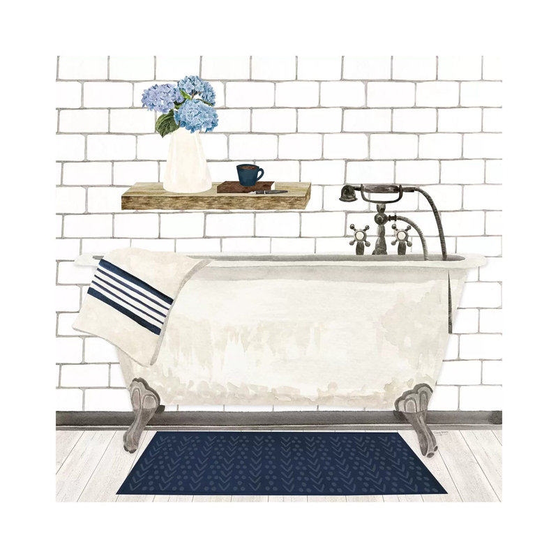 Farmhouse Bath I Navy-Tub by Tara Reed - Painting on Canvas, 93.98cm H x 93.98cm W x 3.81cm D, Wrapped Canvas