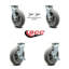 8 Inch Thermoplastic Rubber Caster Set with Roller Bearing 2 Swivel Lock 2 Brake
