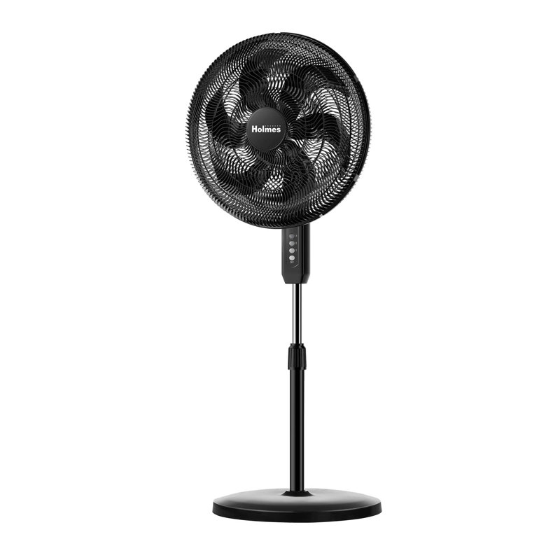 Holmes Black 16" Oscillating Floor Fan with Adjustable Height