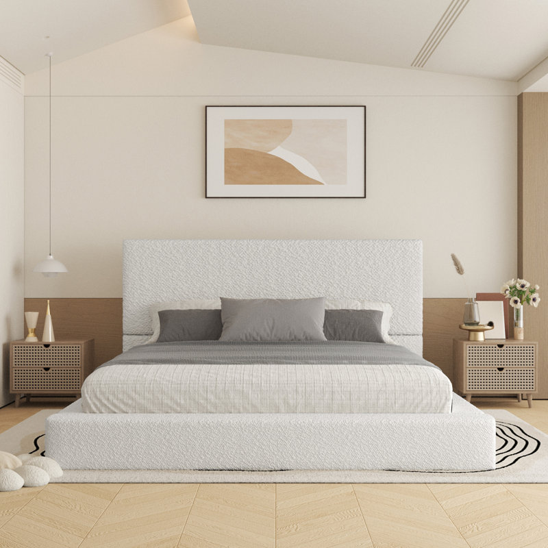 Haden Boucle Platform Bed Frame, King