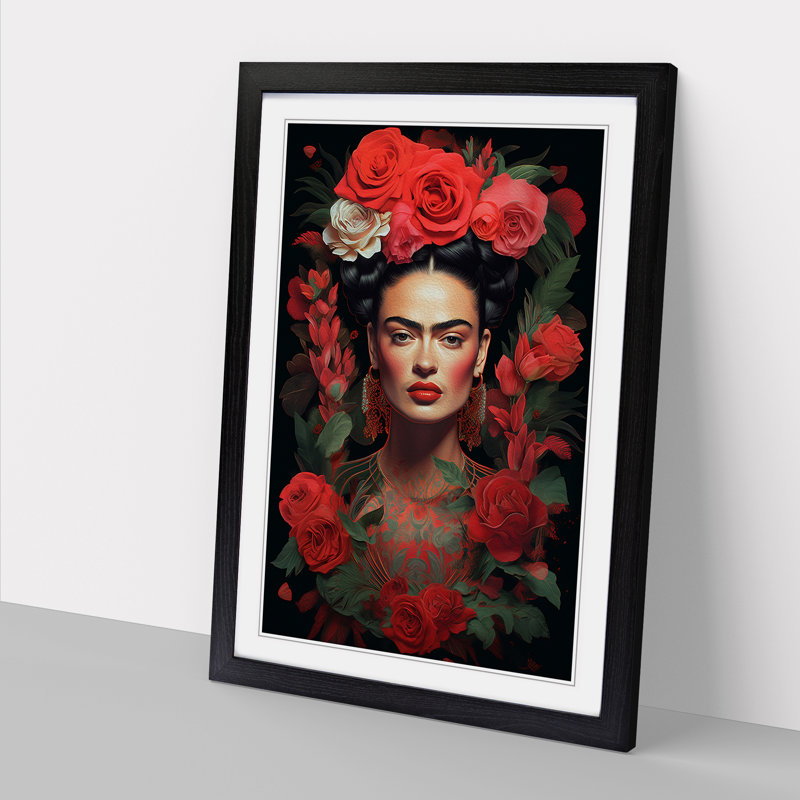 Frida Kahlo Digital - Framed Print, 34cm H x 25cm W, Black Framed