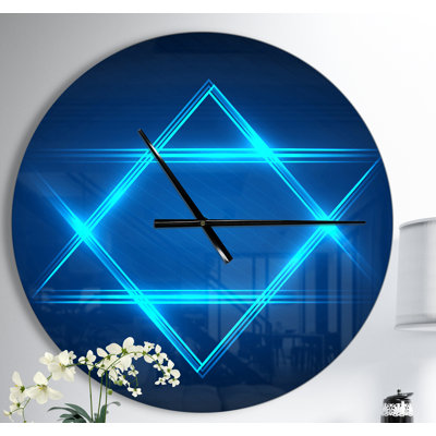 Neon Star of David - Modern wall clock