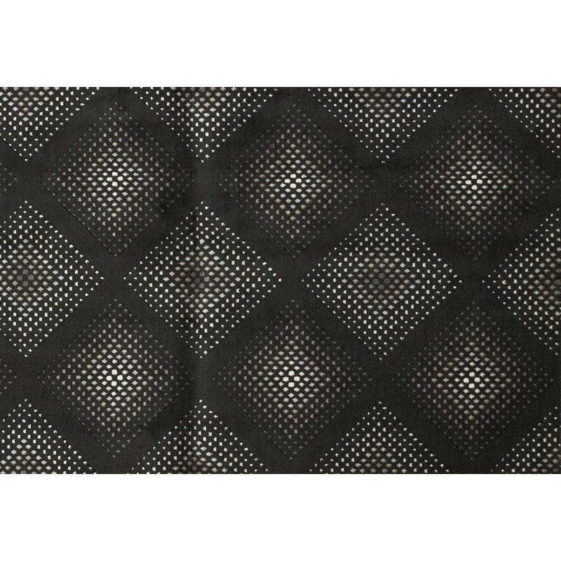 Wool Geometric Area Rug in Black