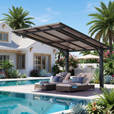 10' × 8' All-Weather Hardtop Pergola with UV-Protective Polycarbonate Roof for Patio and Backyard